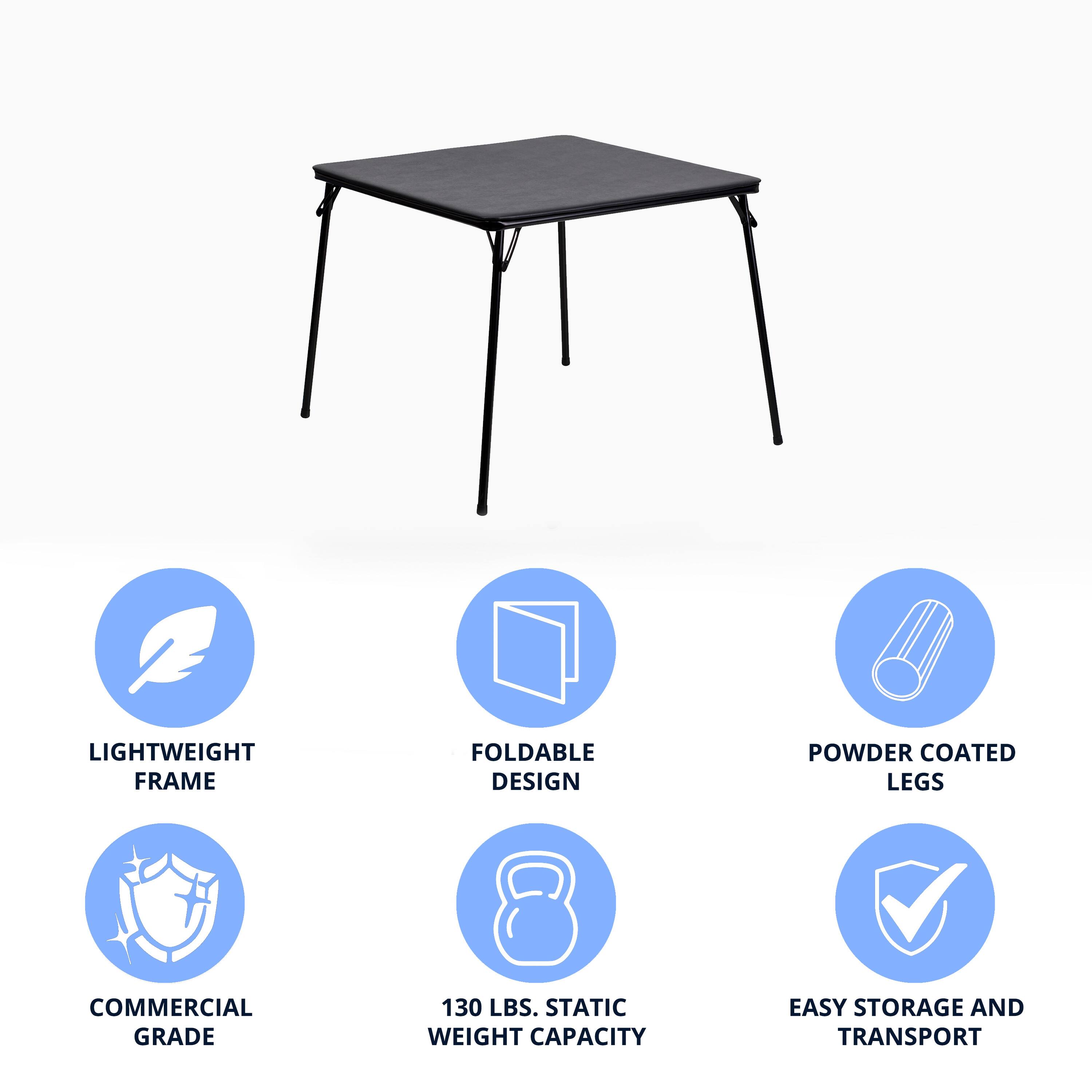 LIGHTWEIGHT FRAME  
FOLDABLE DESIGN  
POWDER COATED LEGS  
COMMERCIAL GRADE  
130 LBS. STATIC WEIGHT CAPACITY  
EASY STORAGE AND TRANSPORT