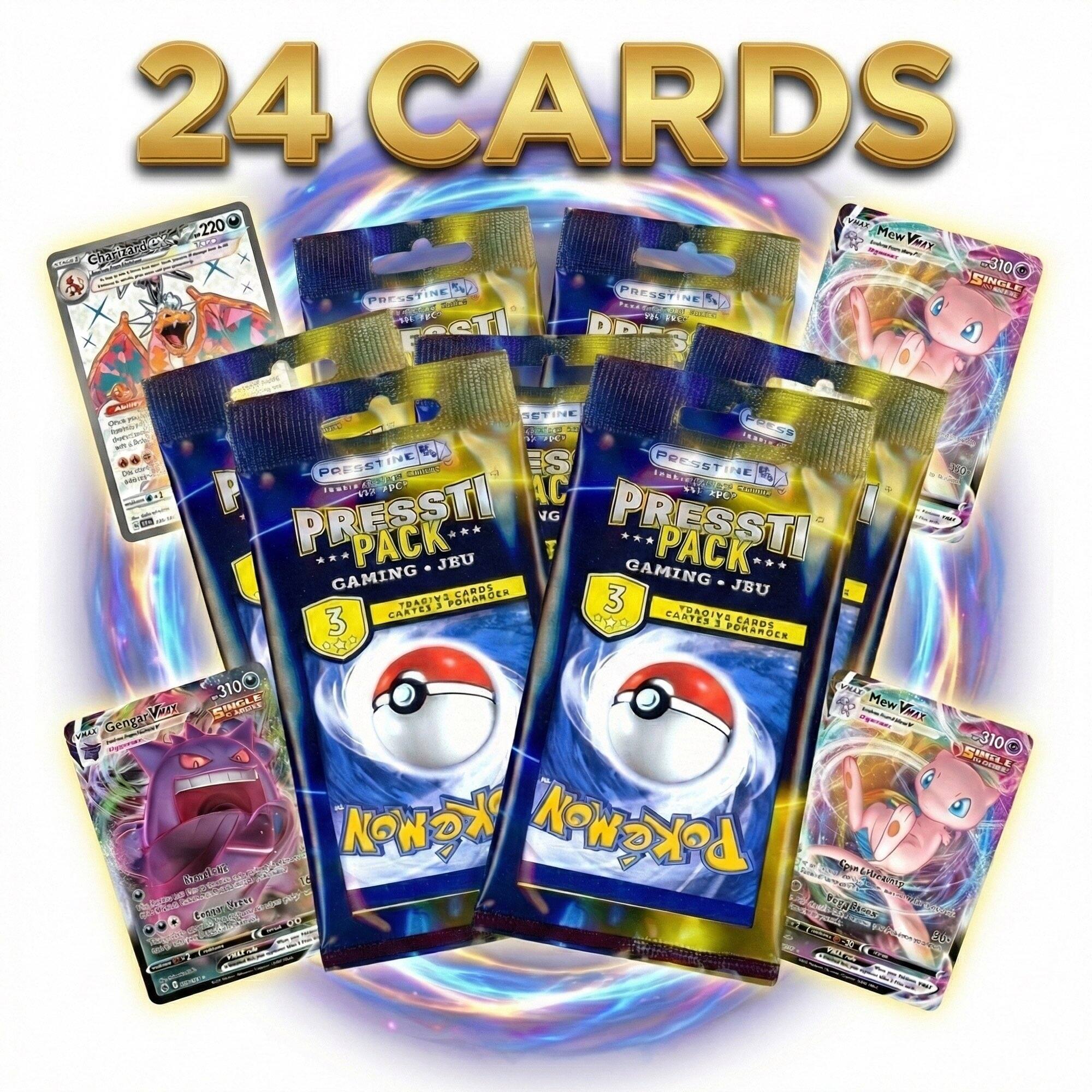 Pokémon - Pack of 8 Presstine Pokemon Presstipack 3-Card Packs - 24 Cards Total - Black
