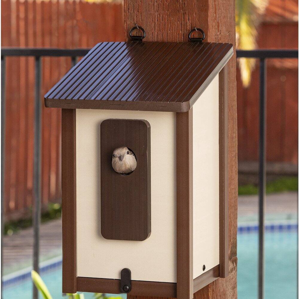 Angle. New Age Pet - ECOFLEX Feathered Friends Beak Bungalow Bird House - Large - RHBBB44-09L.