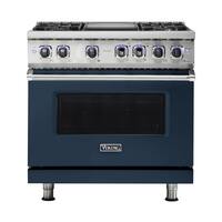 Viking - Professional 7 Series 5.6 Cu. Ft. Freestanding Dual Fuel True Convection Range with Self-Cleaning - Slate Blue - Front_Zoom