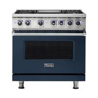 Viking - Professional 7 Series 5.6 Cu. Ft. Freestanding Dual Fuel LP Gas True Convection Range with Self-Cleaning - Slate Blue - Front_Zoom