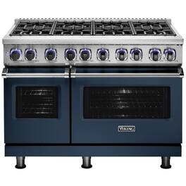 Viking - 48"W 7-Series Dual Fuel Self-Clean Range-8 Burners-LP - Slate Blue