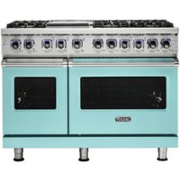 Viking - 48"W 7-Series Dual Fuel Self-Clean Range-6 Burners + Griddle - LP - Bywater Blue - Front_Zoom