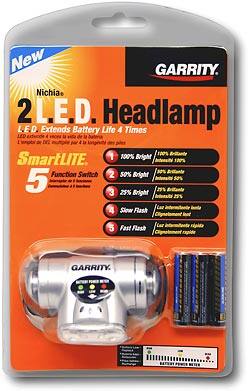 Front Standard. Garrity - 2-LED Headlamp with 5-Function Smartlite.