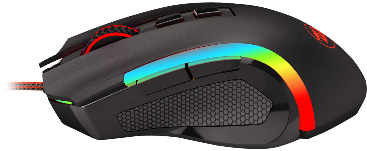 Left View: Best Buy essentials™ - USB Wired Optical Standard Ambidextrous Mouse - Black
