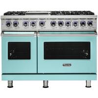 Viking - Professional 7 Series Freestanding Double Oven Gas Convection Range - Bywater Blue - Front_Zoom