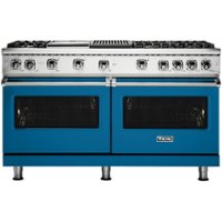 Viking - Professional 5 Series Freestanding Double Oven Gas Convection Range - Alluvial Blue - Front_Zoom