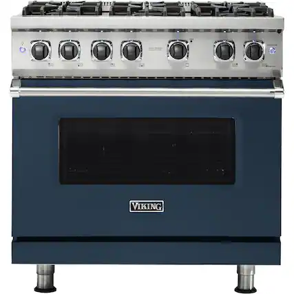Front. Viking - Professional 5 Series 5.1 Cu. Ft. Freestanding LP Gas Convection Range - Slate Blue.