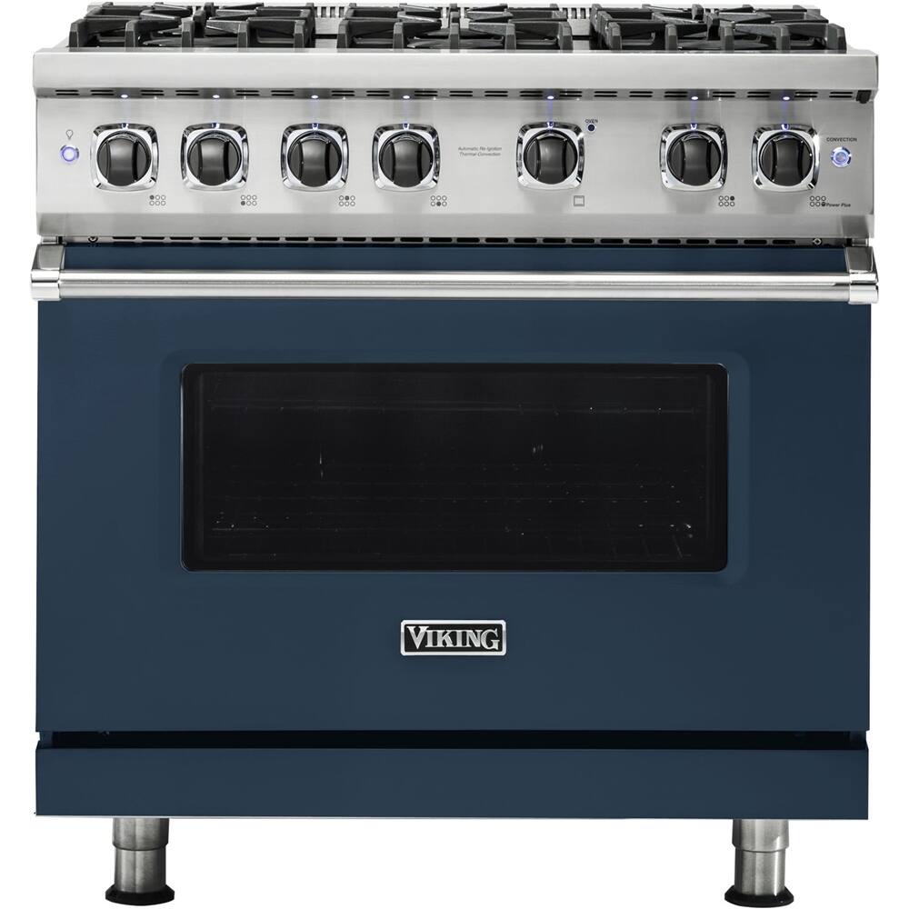 Viking - Professional 5 Series 5.1 Cu. Ft. Freestanding LP Gas Convection Range - Slate Blue