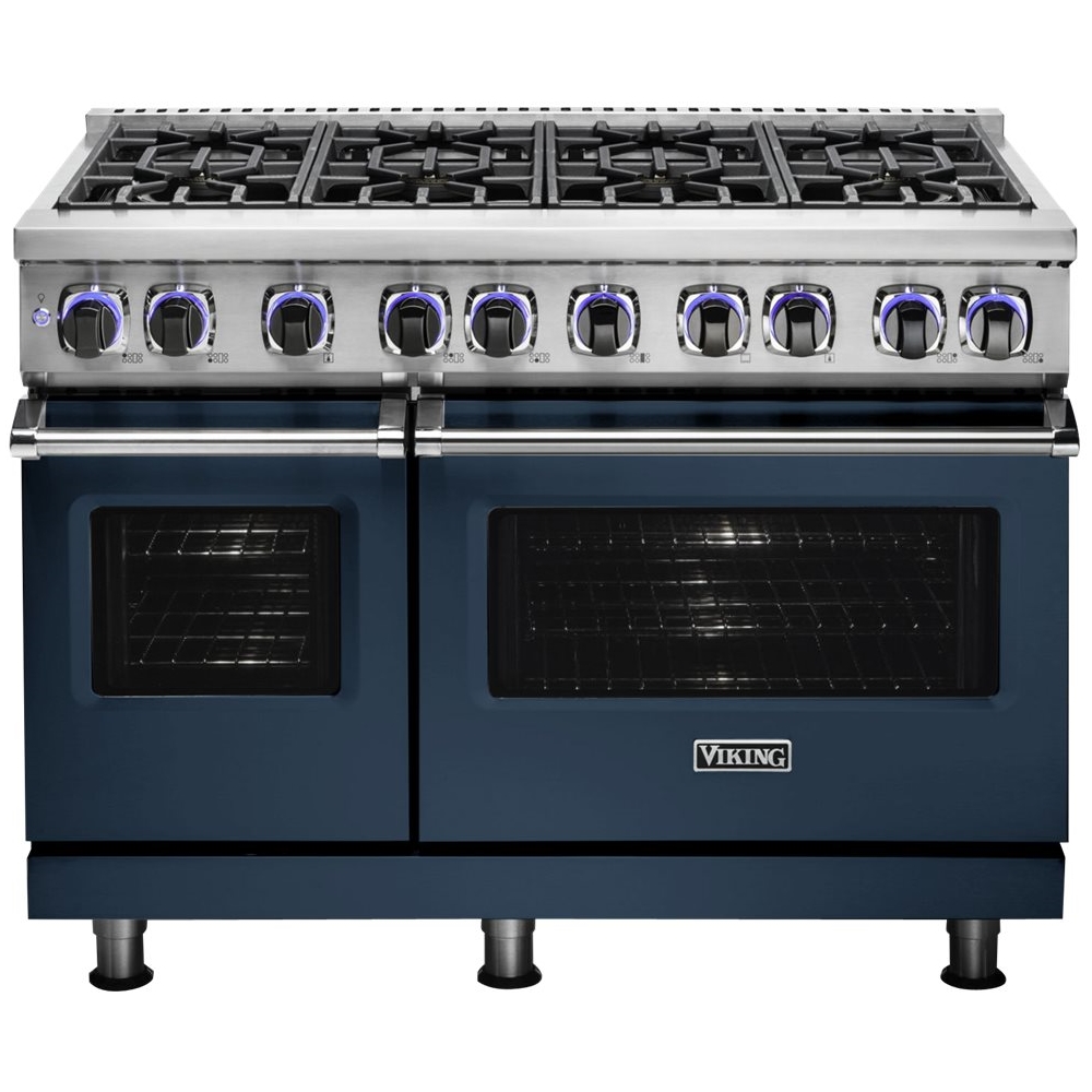 Viking - Professional 7 Series 6.1 Cu. Ft. Freestanding Double Oven LP Gas Convection Range - Slate blue