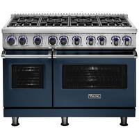 Viking - Professional 7 Series Freestanding Double Oven Gas Convection Range - Slate Blue - Front_Zoom