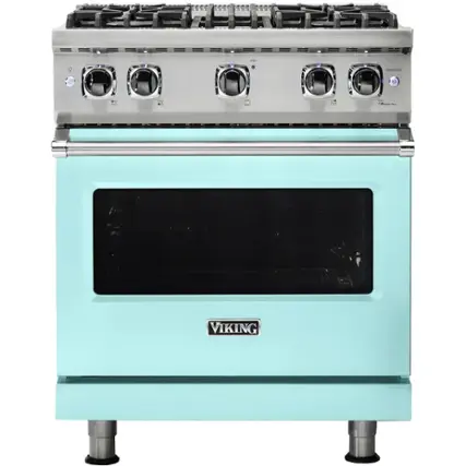 Front. Viking - Professional 5 Series 4.0 Cu. Ft. Freestanding LP Gas Convection Range - Bywater Blue.