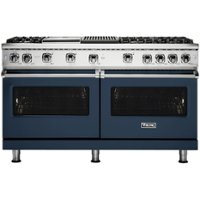 Viking - Professional 5 Series 8 Cu. Ft. Freestanding Double Oven LP Gas Convection Range - Slate Blue - Front_Zoom