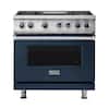 Front. Viking - VGR Freestanding 7-Series Gas 36"W Range - Slate Blue.