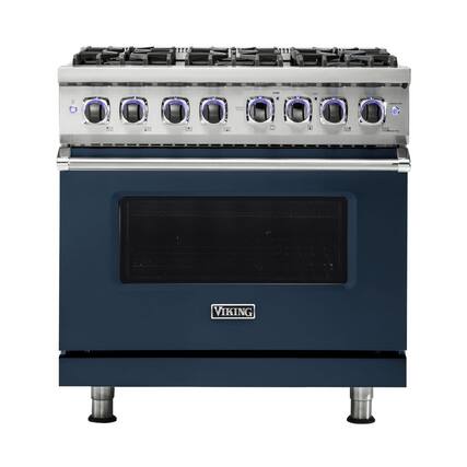 Front. Viking - VGR Freestanding 7-Series Gas 36"W Range - Slate Blue.