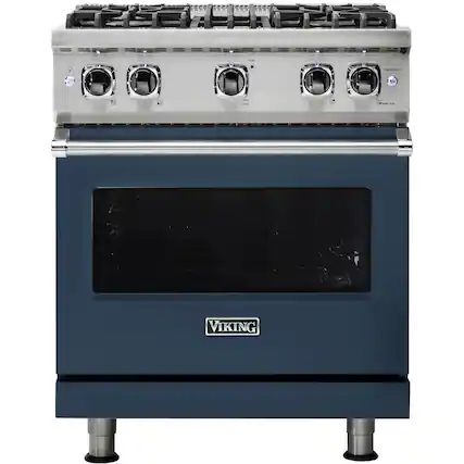Front. Viking - Professional 5 Series 4.0 Cu. Ft. Freestanding LP Gas Convection Range - Slate Blue.