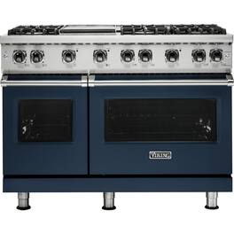 Viking - Professional 5 Series 6.1 Cu. Ft. Freestanding Double Oven LP Gas Convection Range - Slate Blue