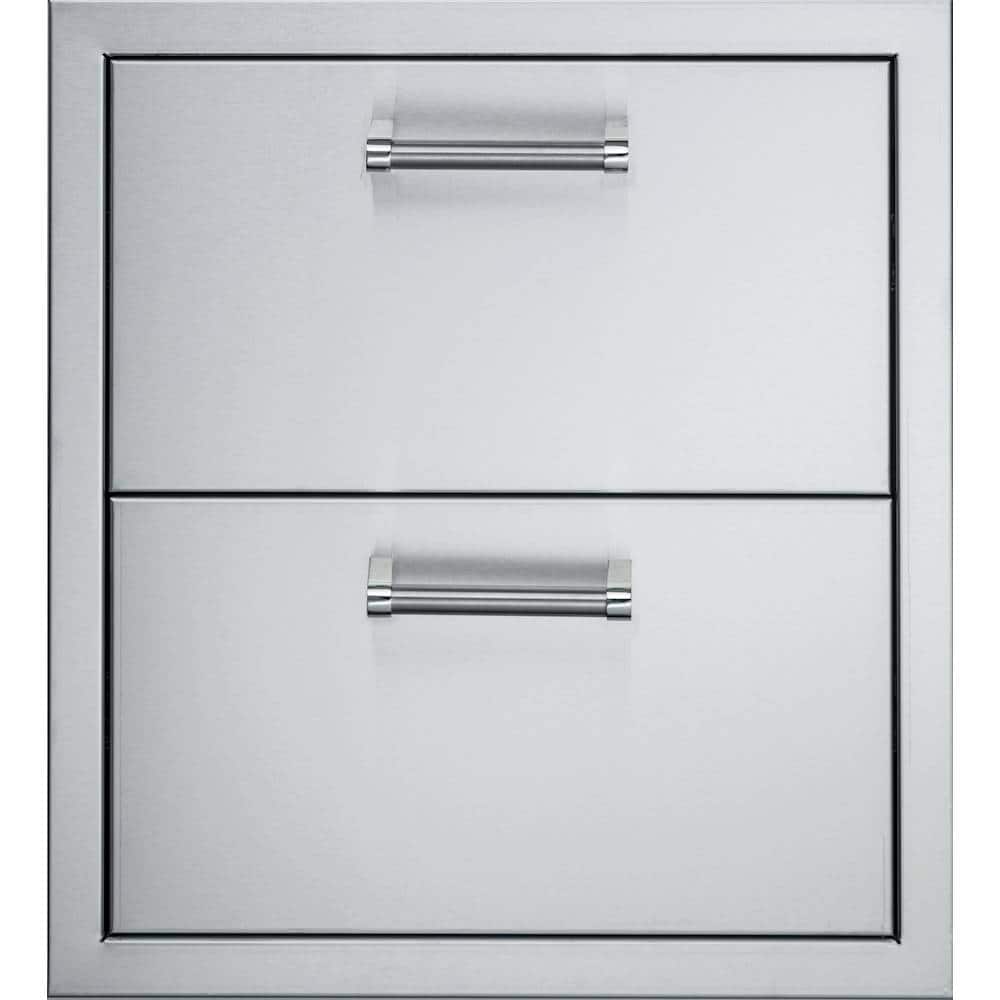 Angle. Viking - 19" Double Drawers - Stainless steel.
