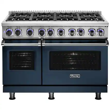 Front. Viking - VGR Freestanding 7-Series Gas 48"W Range - Slate Blue.