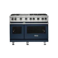 Viking - Professional 5 Series Freestanding Double Oven Gas Convection Range - Slate Blue - Front_Standard