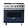 Front. Viking - VGR Freestanding 7-Series Gas 36"W Range - Slate Blue.
