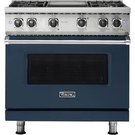 Viking - Professional 5 Series 5.1 Cu. Ft. Freestanding LP Gas Convection Range - Slate Blue