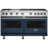 Viking - Professional 5 Series Freestanding Double Oven Gas Convection Range - Slate Blue - Front_Zoom
