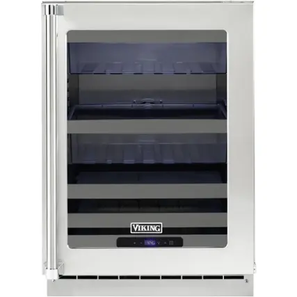 Front. Viking - 5 Series 14-Bottle Wine Cooler - Stainless Steel.