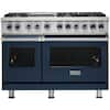 Front. Viking - VGR Freestanding 7-Series Gas 48"W Range - Slate Blue.