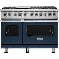 Viking - Professional 7 Series Freestanding Double Oven Gas Convection Range - Slate Blue - Front_Zoom