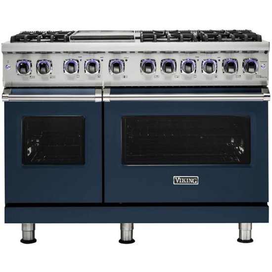 Viking – Professional 7 Series Freestanding Double Oven Gas Convection Range – Slate Blue