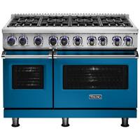 Viking - Professional 7 Series Freestanding Double Oven Gas Convection Range - Alluvial Blue - Front_Zoom