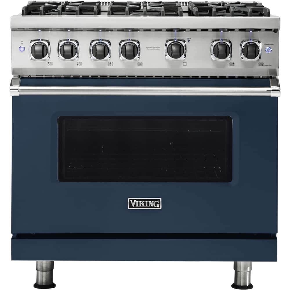 Front. Viking - Professional 5 Series 5.1 Cu. Ft. Freestanding Gas Convection Range - Slate Blue.