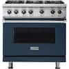 Front. Viking - Professional 5 Series 5.1 Cu. Ft. Freestanding Gas Convection Range - Slate Blue.
