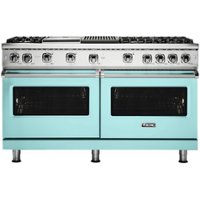Viking - Professional 5 Series Freestanding Double Oven Gas Convection Range - Bywater Blue - Front_Zoom