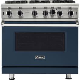 Viking - Professional 5 Series 5.1 Cu. Ft. Freestanding LP Gas Convection Range - Slate Blue
