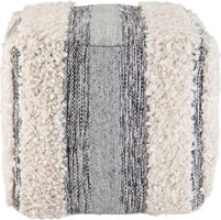 Simpli Home - Makenna Cube Contemporary Cotton Ottoman - Natural/Blue - Front_Zoom