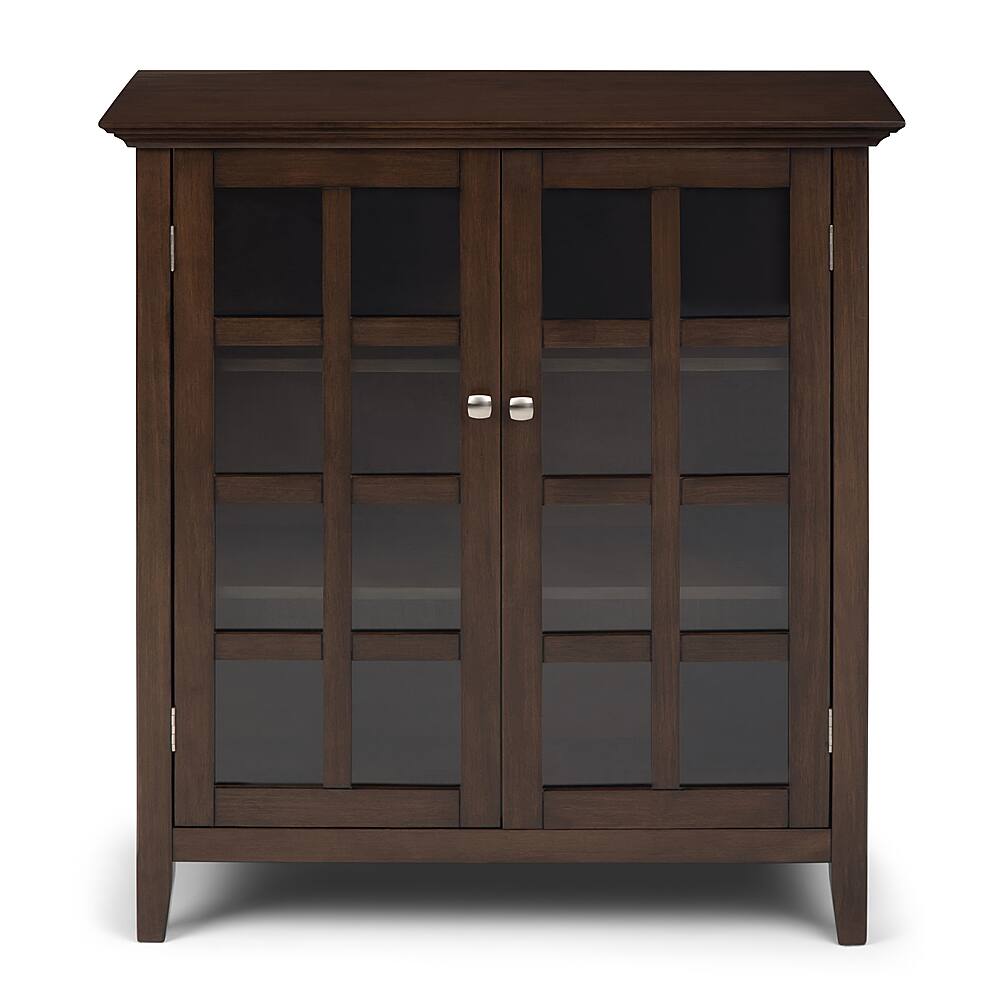 Left. Simpli Home - Acadian 39 inch Wide Solid Wood Transitional Storage Cabinet - Natural Aged Brown.