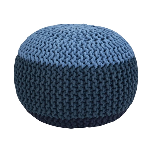 Simpli Home - Nikki Round Contemporary Polystyrene/Knitted Cotton Pouf - Blue/Navy Blue was $107.99 now $75.99 (30.0% off)