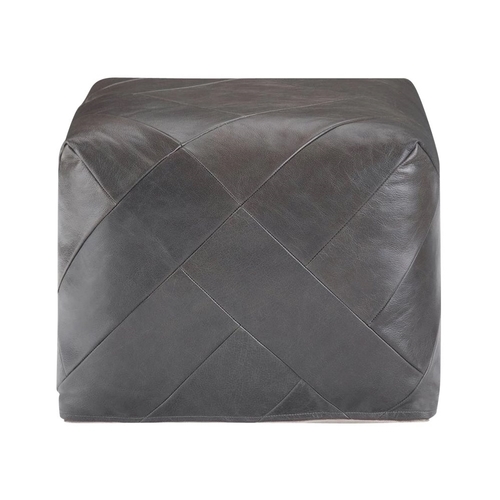 Simpli Home - Lovell Square Contemporary Leather/Polystyrene Pouf - Dark Brown