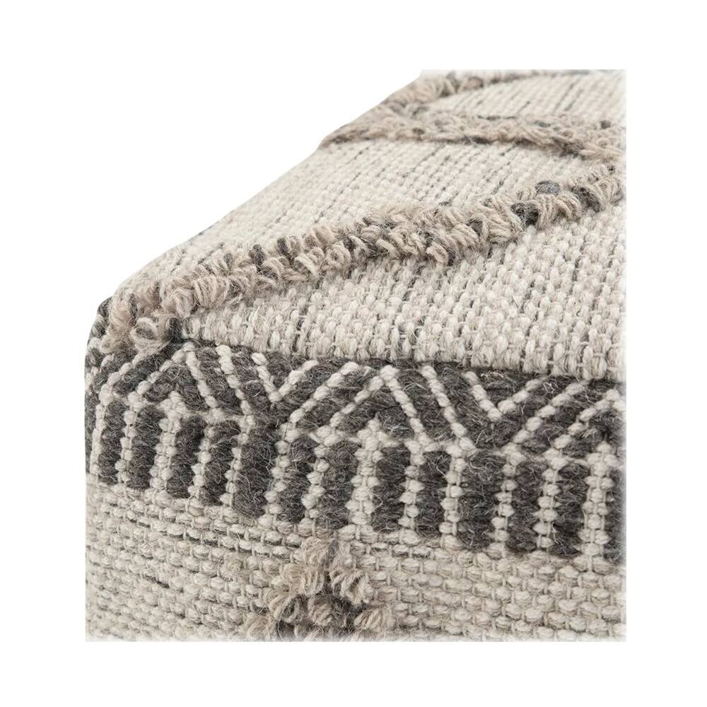 Angle. Simpli Home - Sweeney Square Contemporary Polystyrene/Cotton Pouf - Gray.