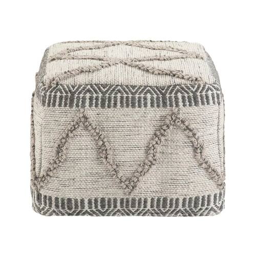 Simpli Home - Sweeney Square Contemporary Polystyrene/Cotton Pouf - Gray