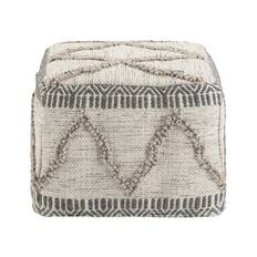 Front. Simpli Home - Sweeney Square Contemporary Polystyrene/Cotton Pouf - Gray.