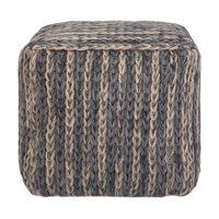 Simpli Home - Mullins Square Contemporary Polystyrene/Cotton Pouf - Blue/Natural - Front_Zoom