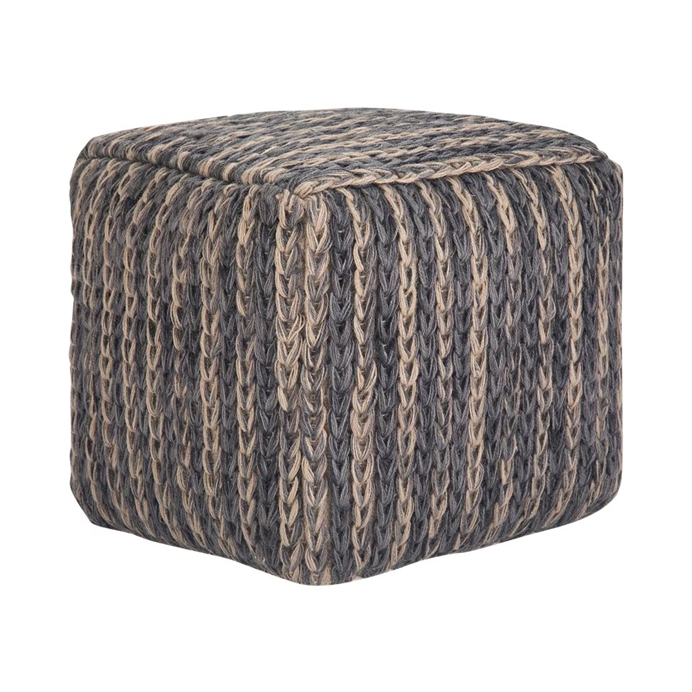 Left View: Simpli Home - Charlize Round Contemporary Faux Leather Ottoman - Gold
