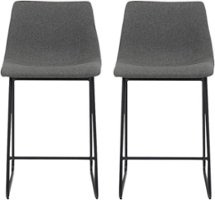 Simpli Home - Ridley Contemporary Mid-Century Fabric Counter Chairs (Set of 2) - Gray/Black - Front_Zoom