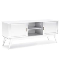 Simpli Home - Draper Solid Hardwood 60 inch Wide Mid Century Modern TV Media Stand For TVs up to 65 inches - White - Front_Zoom