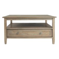 Simpli Home - Warm Shaker Square Rustic Wood 2-Drawer Coffee Table - Distressed Gray - Front_Zoom