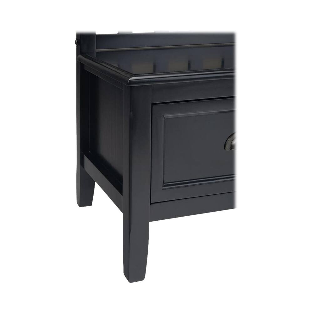 Alt View 12. Simpli Home - Burlington SOLID WOOD 42 inch Wide Transitional Entryway Storage Bench with Drawers in Black - Black.