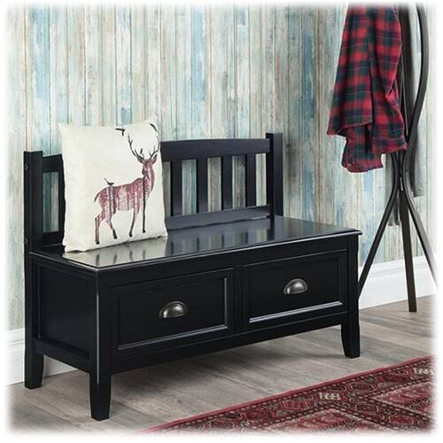 Alt View 15. Simpli Home - Burlington SOLID WOOD 42 inch Wide Transitional Entryway Storage Bench with Drawers in Black - Black.